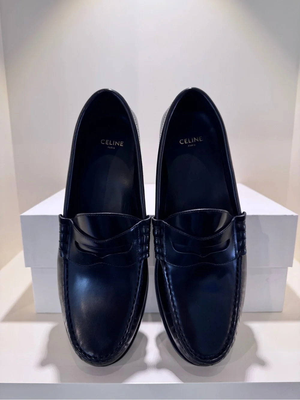 Celine Black Leather Penny Loafers for Women